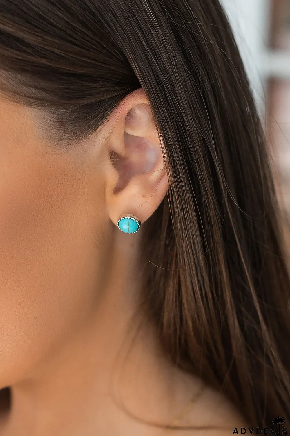 Green Three-piece Turquoise Stud Earrings Set