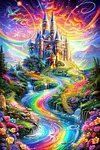 Luxury AB Velvet Diamond Painting Kit - Rainbow Castle Landscape