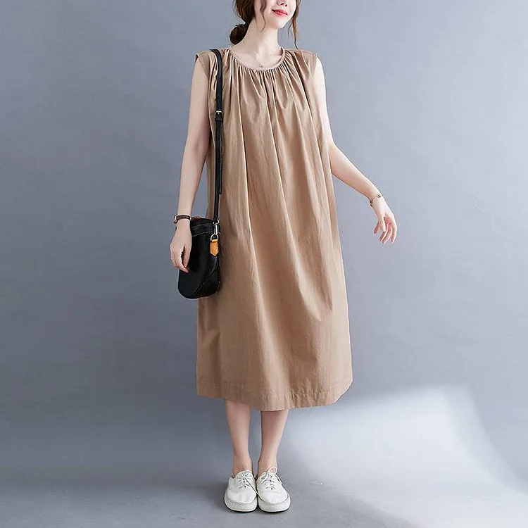 Plain Casual Sleeveless Dresses QueenFunky