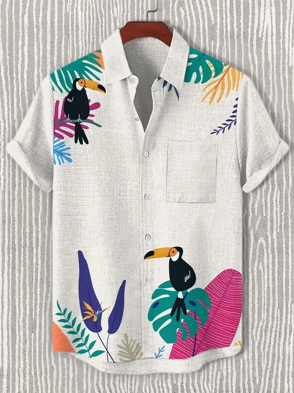 Men's Toucan Tropical Scenery Art Print Shirt