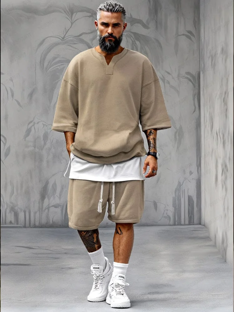 Fake Two-Piece T-shirt Shorts Set QueenFunky
