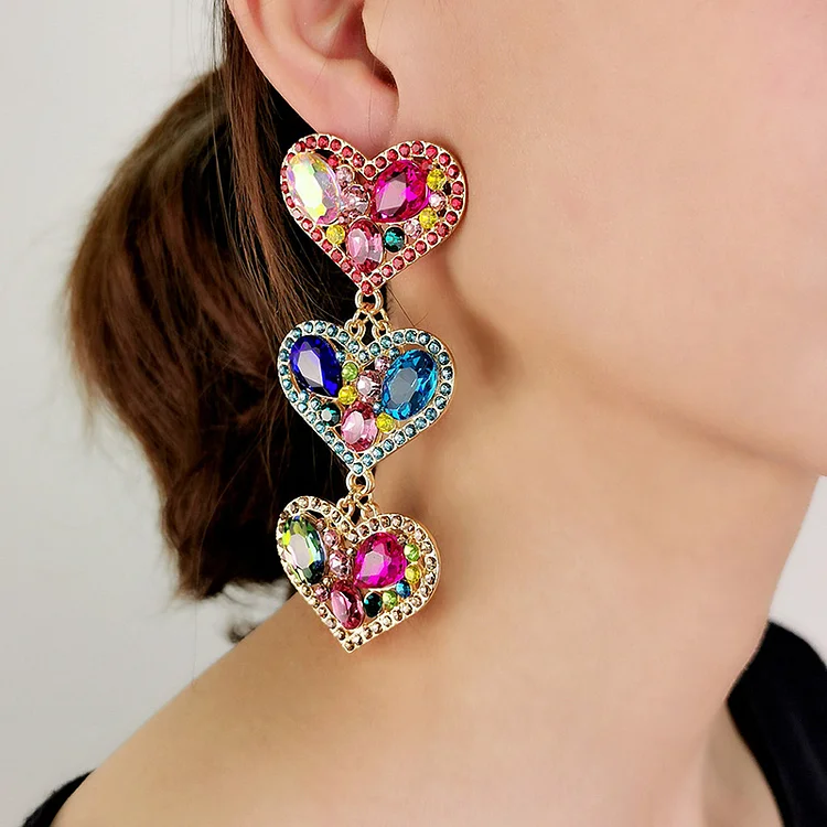 Festival Multi-Layer Heart-Shaped Shiny Alloy Earrings