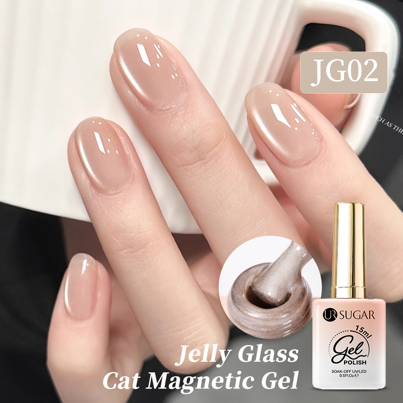 Needmkt UR SUGAR 15ml Champagne Water Light Cat Magnetic Gel Nail Polish Vernis Semi Permanent Soak Off Crystal Gel Polish For Nails