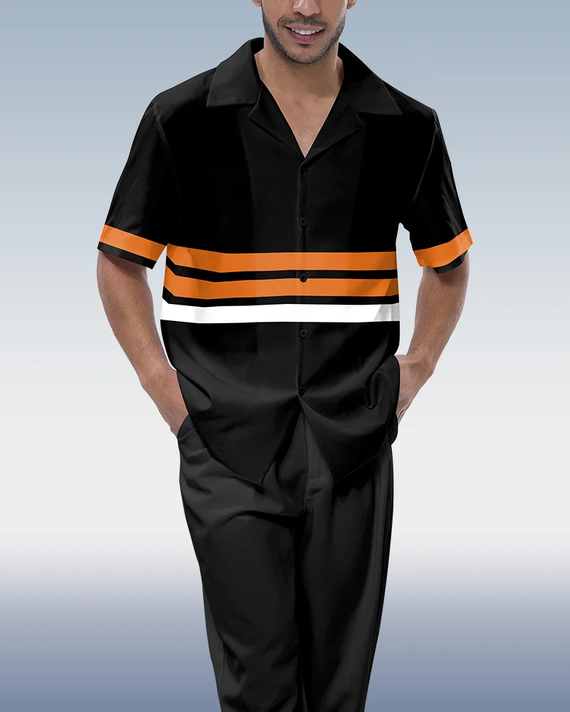 Suitmens Men's Simple Short Sleeve Walking Suit