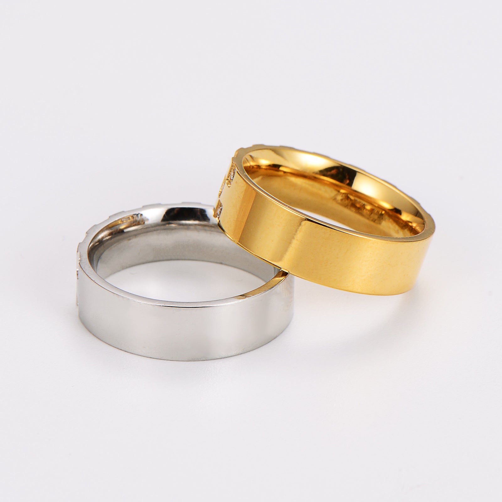 Aml Stainless Steel Sugar Cube Chessboard Diamond Ring Ring Ins Neutral Style Accessories