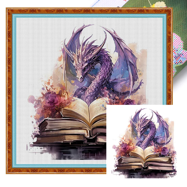 Dragons And Books (50*50cm) 14CT Stamped Cross Stitch gbfke