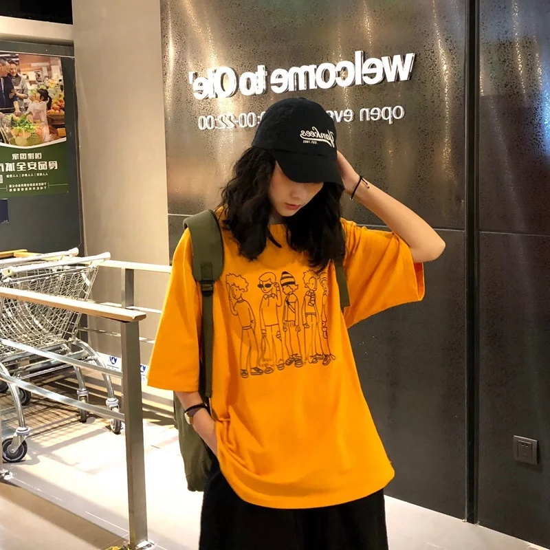 Uveng Uveng T-Shirt Female Loose Korean Version Joker Student College Style Top Fashion Bestie Wear 2024 Summer New Fashion