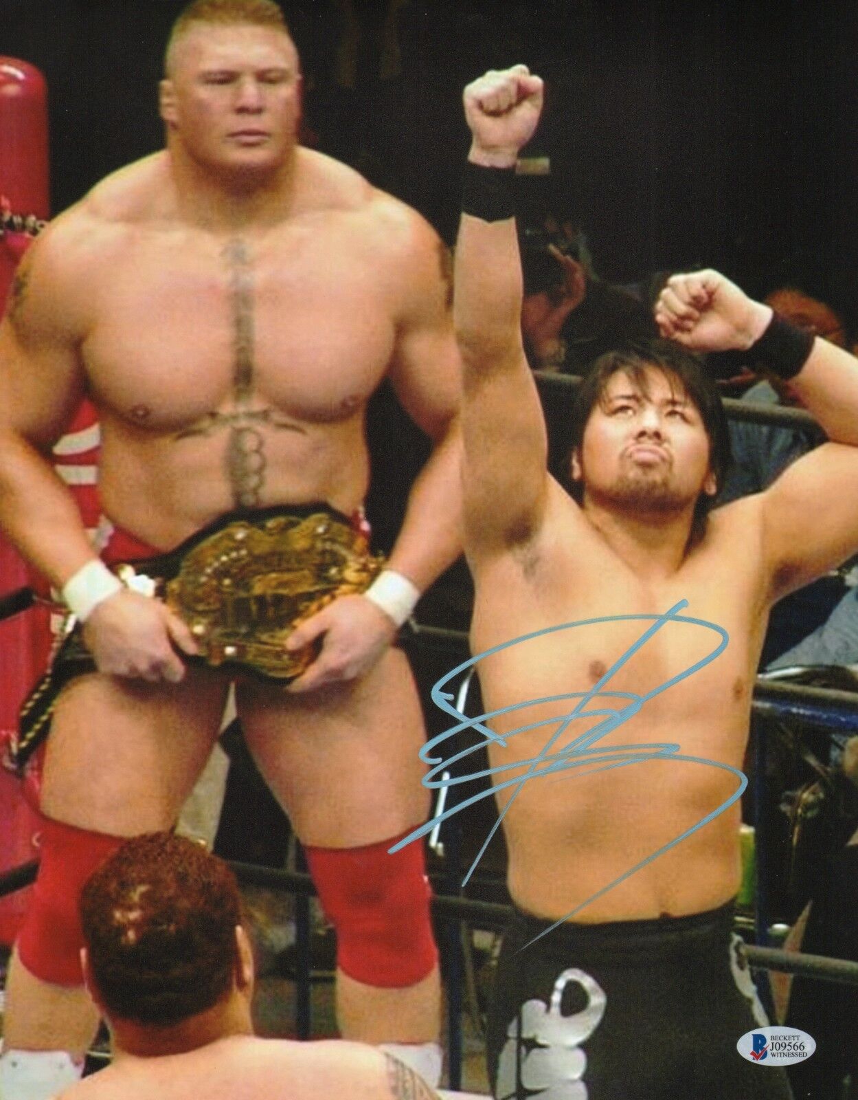 Shinsuke Nakamura Signed 11x14 Photo Poster painting BAS New Japan Pro Wrestling w/ Brock Lesnar