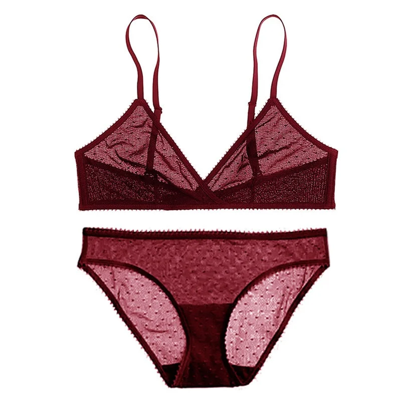 Sexy Bra and g String Thong Set for Women See Through Bra Sets Wireless Sex Bralette Ladies Lace Lingerie Intimates Underwear