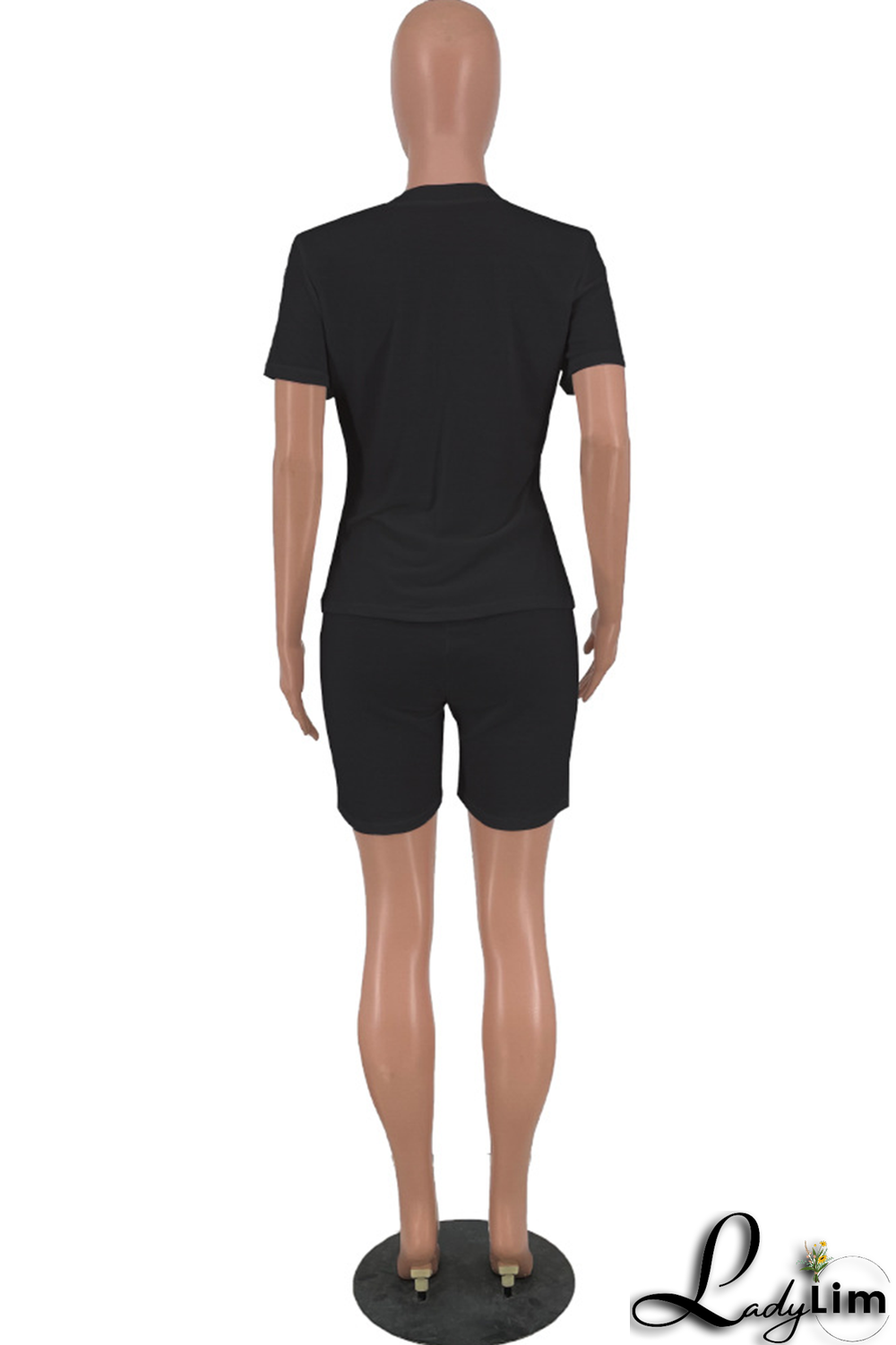 Purple Fashion Print Split Joint O Neck Short Sleeve Two Pieces