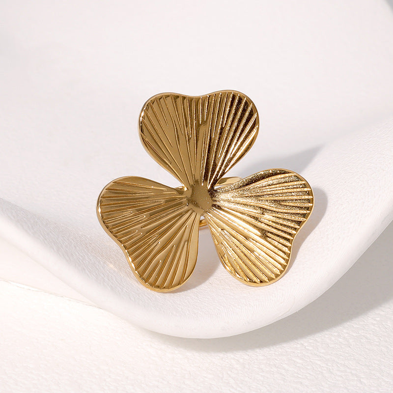 Versatile Petal Ring Open Simple Fashion Small Fresh Stainless Steel Ring For Women