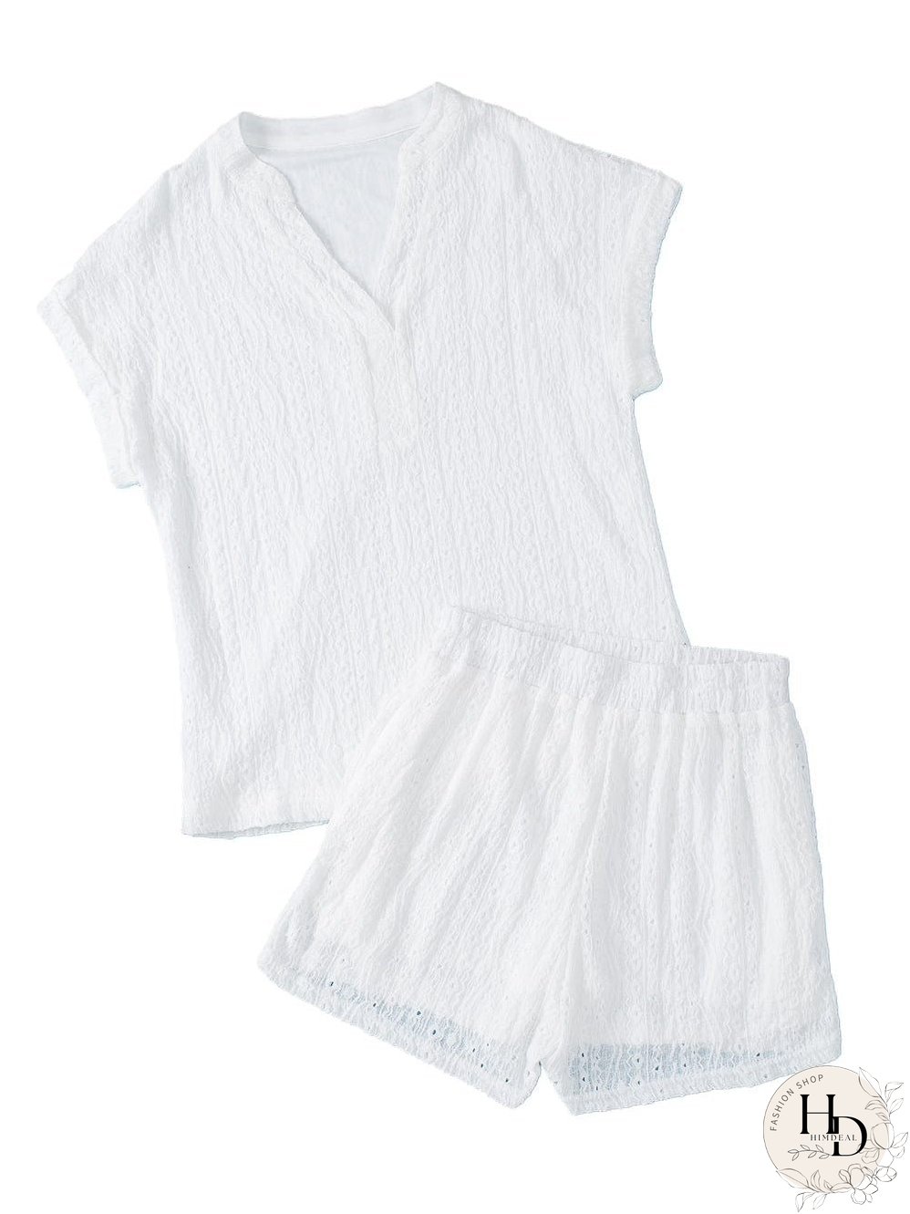 Delicate Eyelet White Shorts Ensemble
