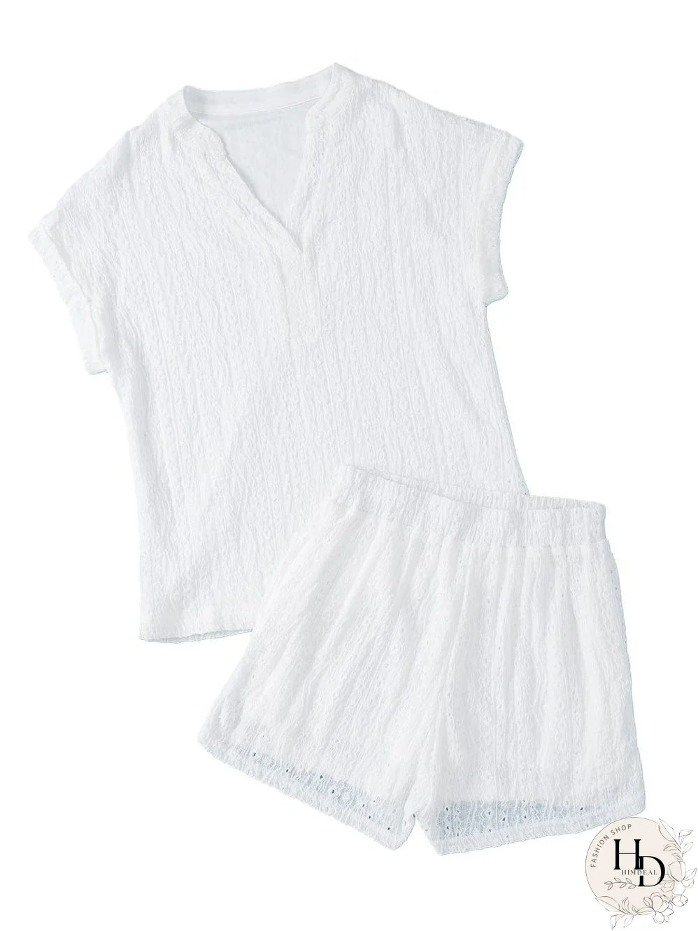 Delicate Eyelet White Shorts Ensemble