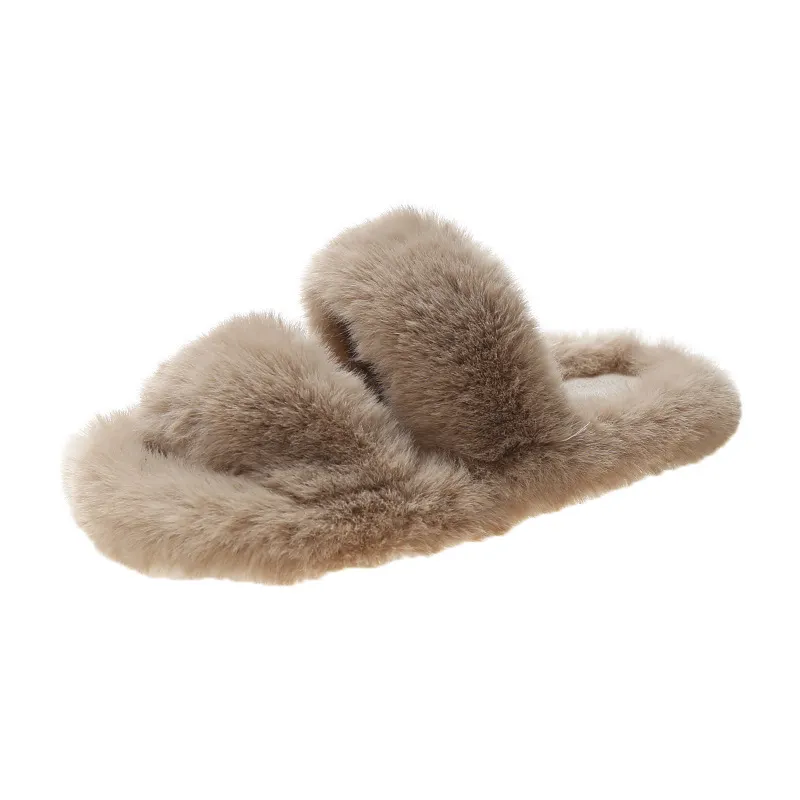 Breakj Breakj Autumn And Winter New Plush Slippers Women Home Warm Cotton Slippers Casual Fashion Wearing Hair Slippers Women