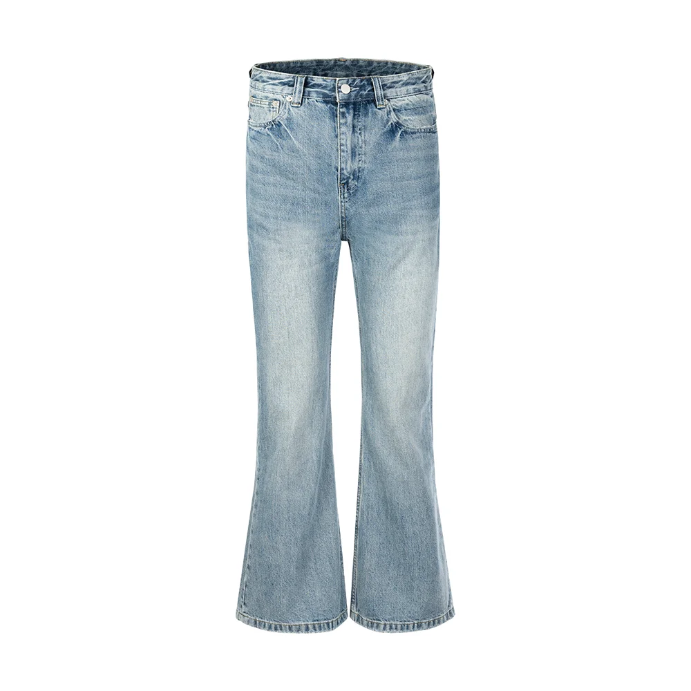 Abebey-Streetwear Washed Boot Cut Blue Jeans for Men Vintage Y2k Baggy Flare Pants Unisex Pantalones Hombre Denim Trousers Oversized