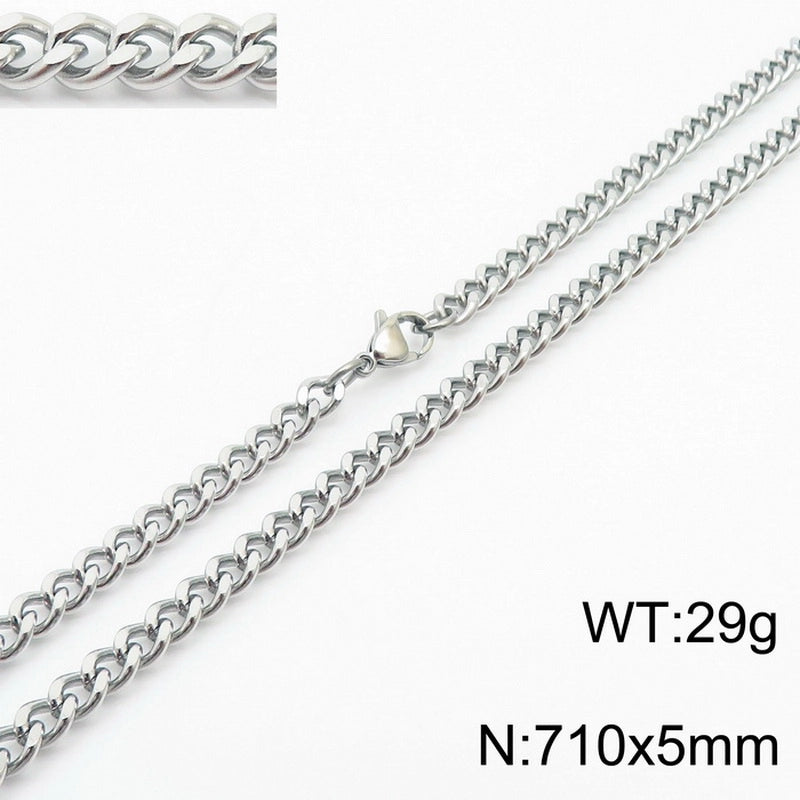 Fashion Simple Bracelet Stainless Steel Six-Sided Grinding Chain Choker Necklace