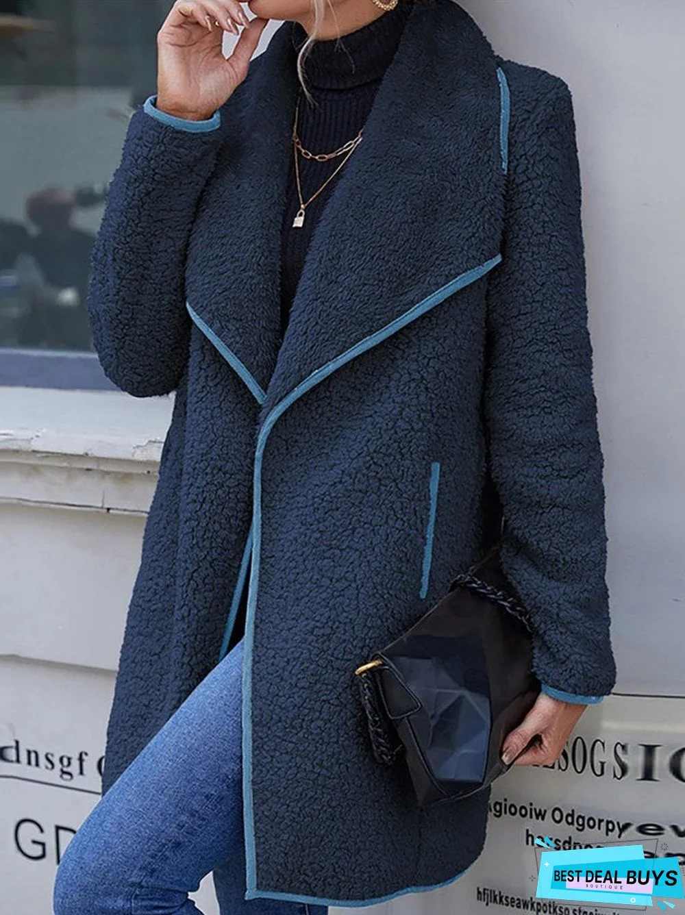 Lapel Vintage Solid Furry Long Sleeves Outerwear