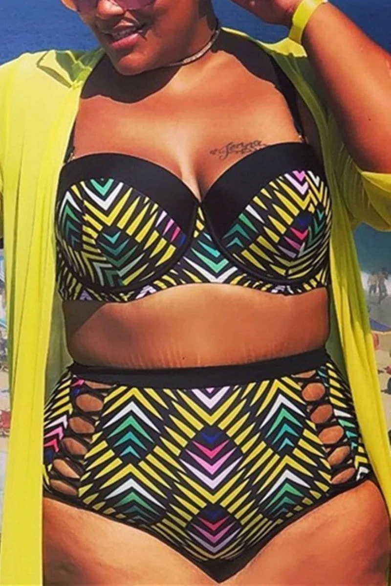 Sexy Plus Size Printed Swimsuit Set