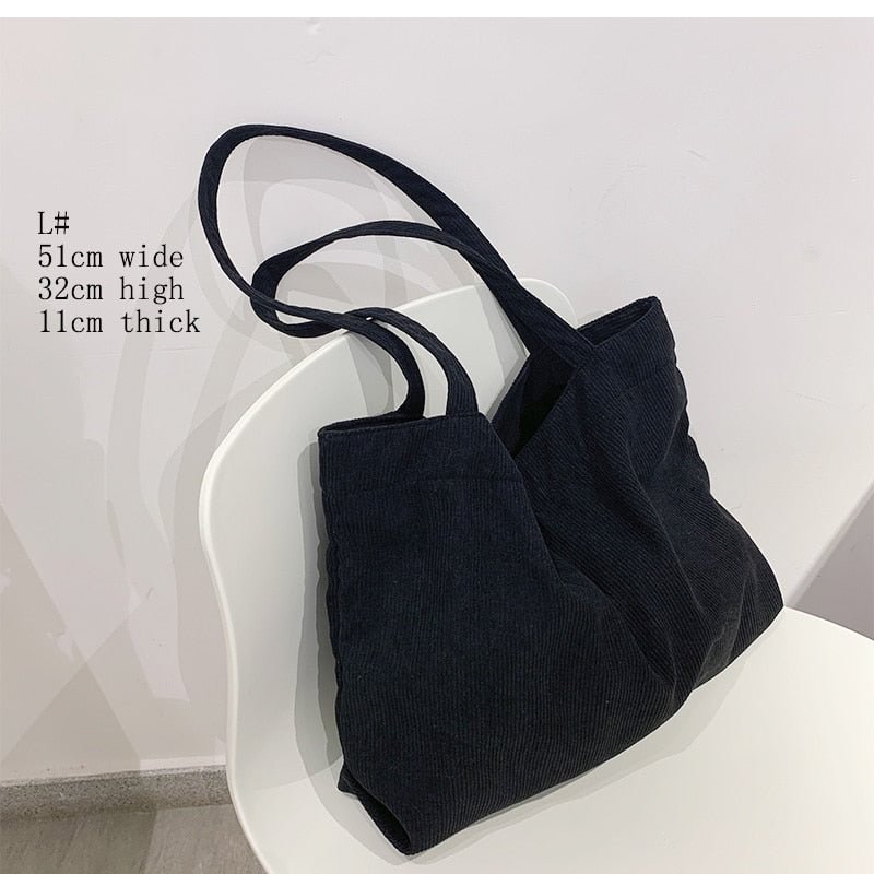 Corduroy Bag for Women 2022 Shoulder Bags Shopper Girls Handbags Zipper Eco Environmental Storage Large Capacity Winter Tote Bag