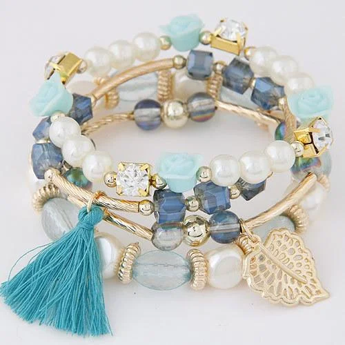 Multi-layered women bead&tassels bracelet-zachics