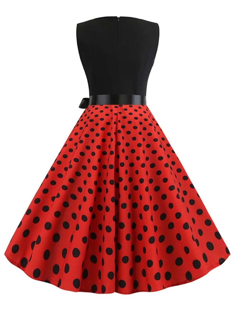 Black Polka Dot Party Women 2022 Summer Red Pin Up Rockabilly Robe Femme 50s 60s Elegant Vintage Dress