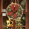 Xmas Red Flower Wreath 2D Flat DIY Diamond Painting Pendant 9.84x9.84in