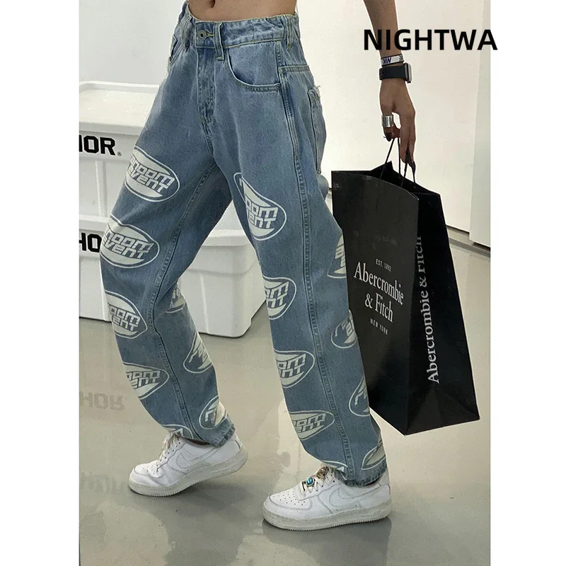 QJONG new retro jeans women trousers women loose street clothes letter printing high street Harajuku Y2K fashion trend jeans B214