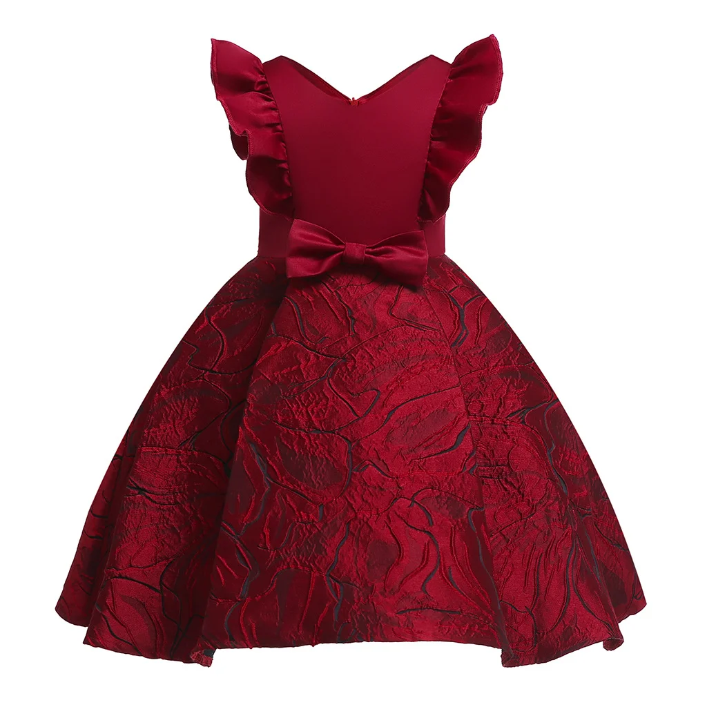 Princess Dress for Girls: Red Floral Embroidered Children's Party Dress, Perfect for Special Occasions