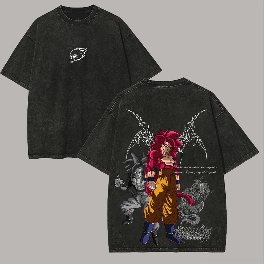 Dragon Ball Super Saiyan Printed Unisex Washed T-Shirt