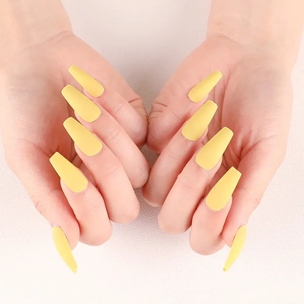 24Pcs Press On Matte Ballerina Coffin Fake Nails With Design Artificial False Nails DIY Finger Tips Manicure Tool-Nail Inspo