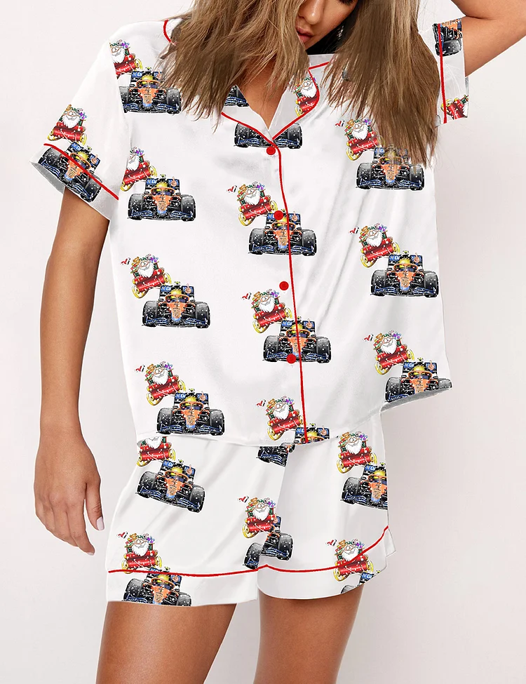 Women's F1 Charles Leclerc Formula 1 Christmas Silky Satin Pajama Set