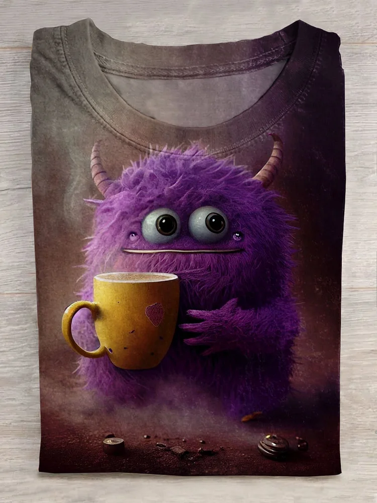 Funny Cute Monster Art Print Casual | T-SHIRT