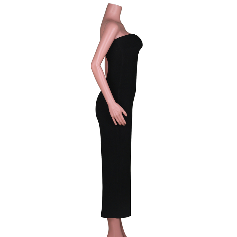 Ootddress Strapless Knit Maxi Dresses For Women Summer Beach Party Bodycon Dress Off-Shoulder Twist Knitting Evening Backless Dress