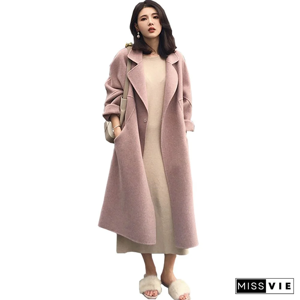 Loose Woolen Coat Medium and Long Thick Coat