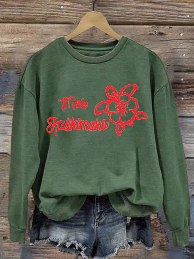 Women's Hawaiian Christmas Mele Kalikimaka Print Sweatshirt