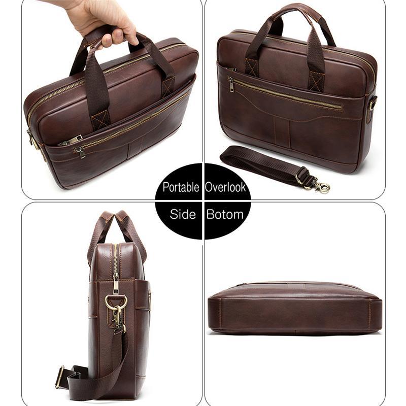 Mens Business Briefcase Vintage Leather Shoulder Bag