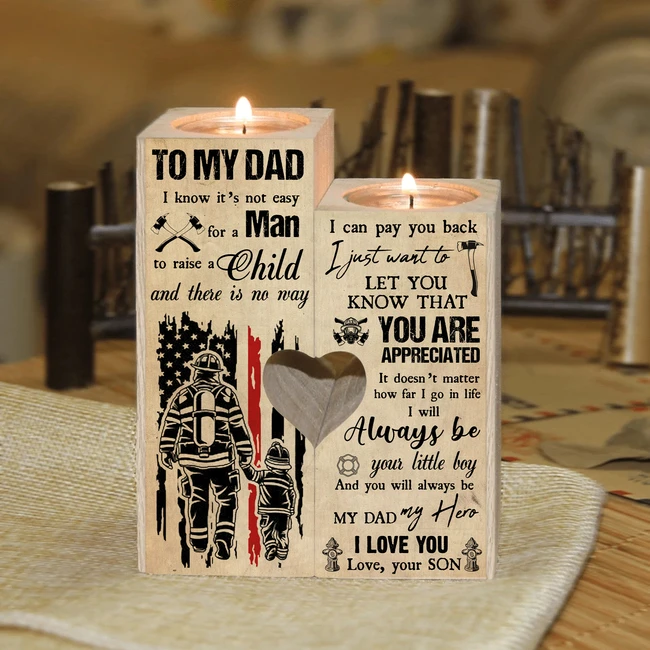 To My DAD You are my hero Wooden Candle Holder