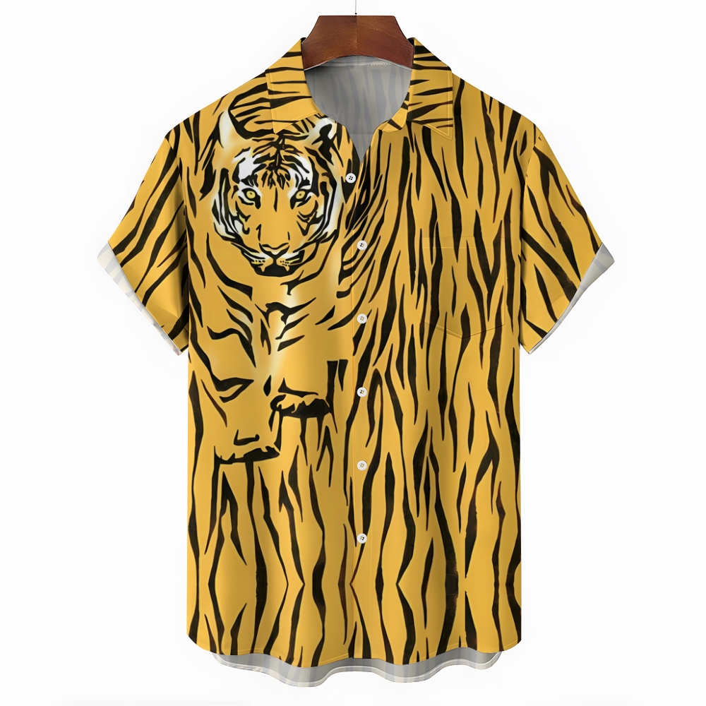 Tiger Print Hawaiian Shirt
