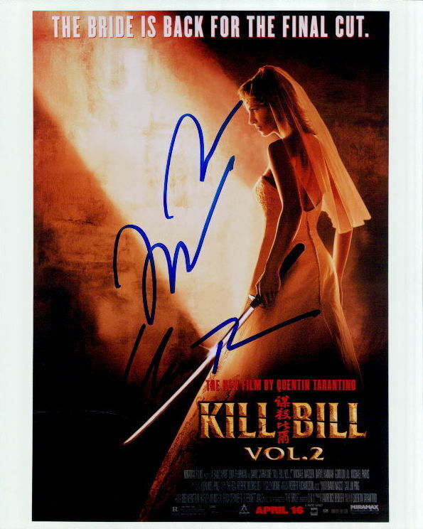 Uma Thurman & Quentin Tarantino (Kill Bill) signed 8x10 Photo Poster painting