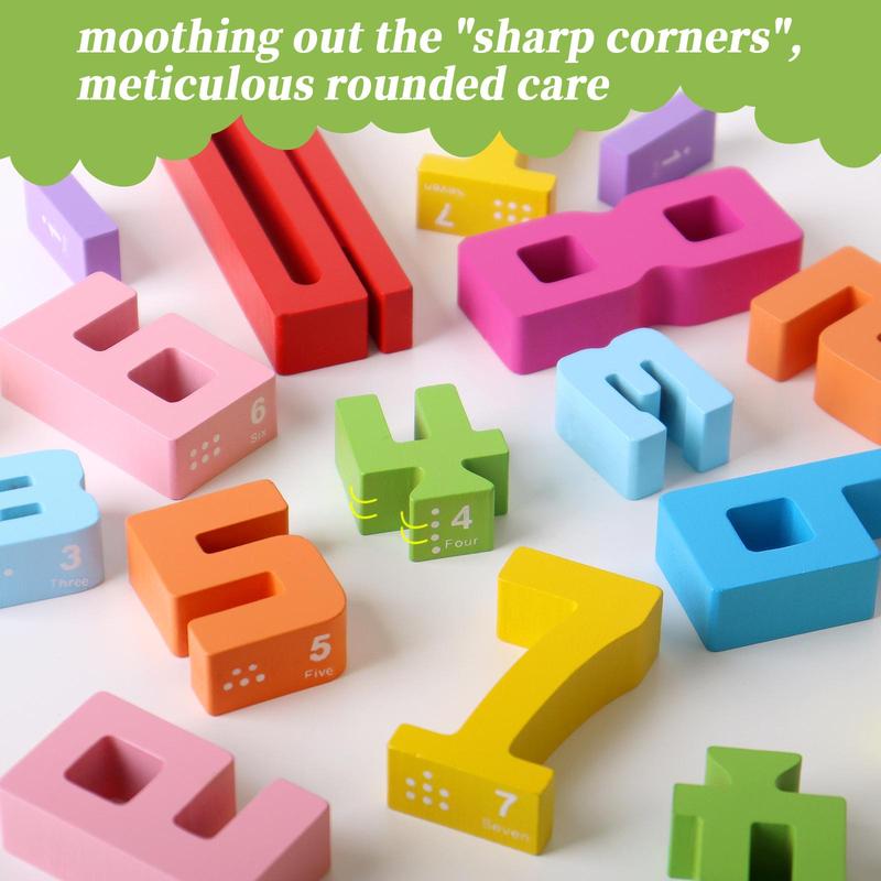 Product Introduction of Wooden Number Building Block (1 Box), Creative Montessori Stacking Toys, Early Educational Toy for Children, Valentine's Day Gift 39