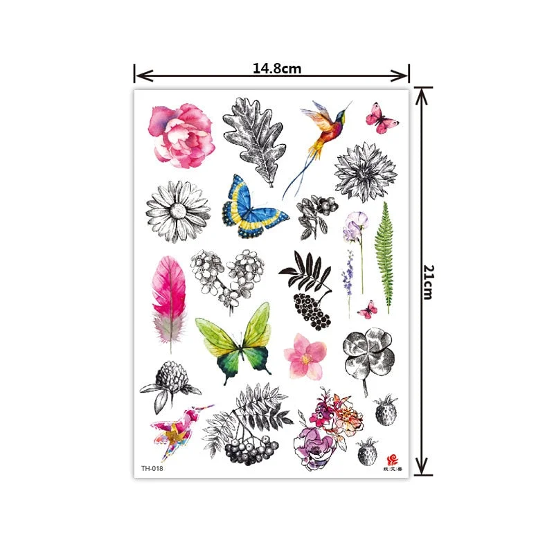 New style tattoo stickers anti-real big picture waterproof sweat flower arm tattoo stickers sika deer parrot tattoo stickers