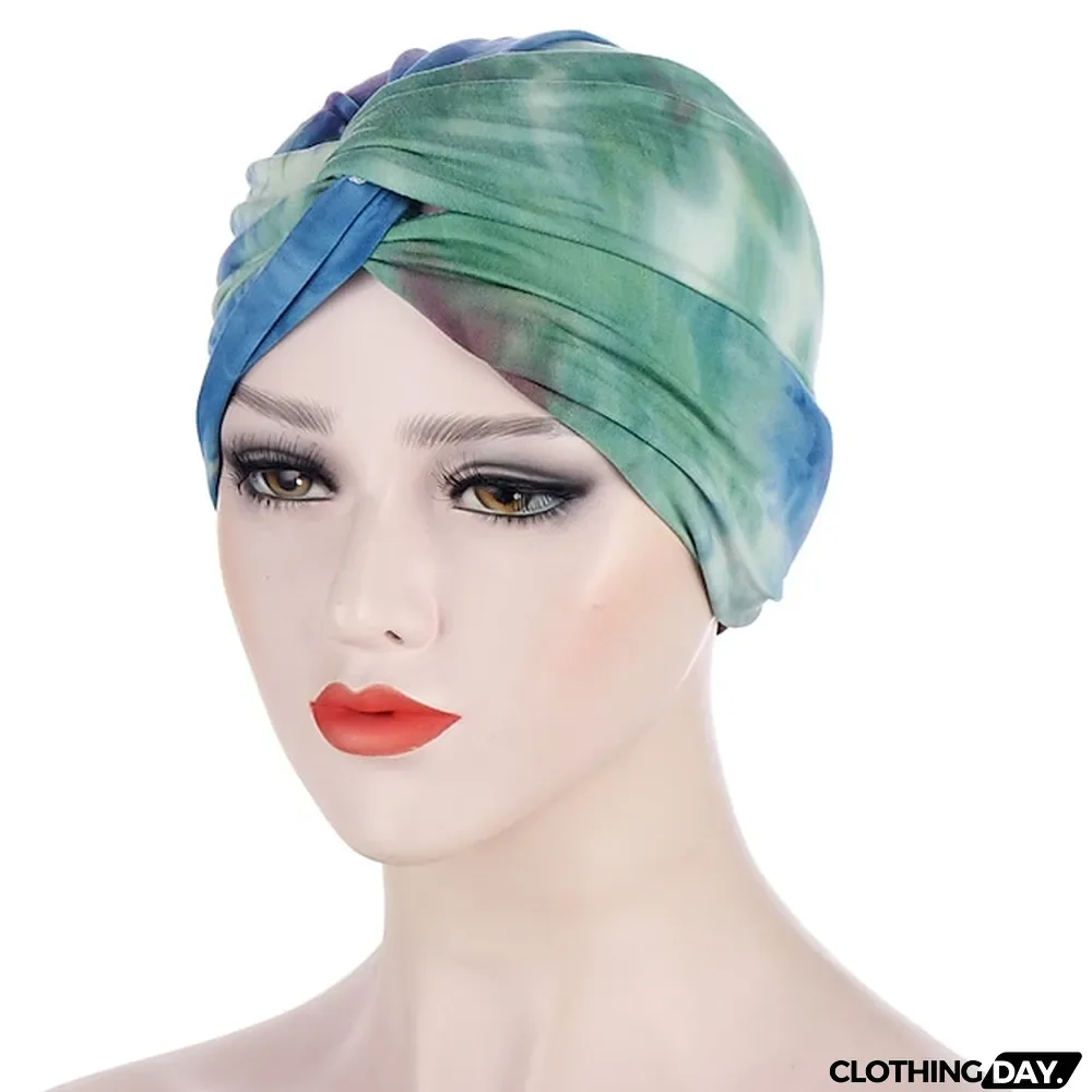 Women Muslim Daily Turban Folding Cross Knotted Hair Scarf Elastic Head Wrap Headwear Bandanas Lady Hair Hats Beanie Hair Loss Accessories