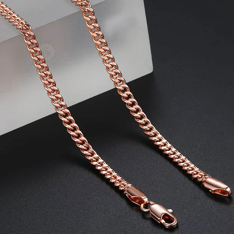 3MM Rose Gold Curb Cuban Link Chain Necklace