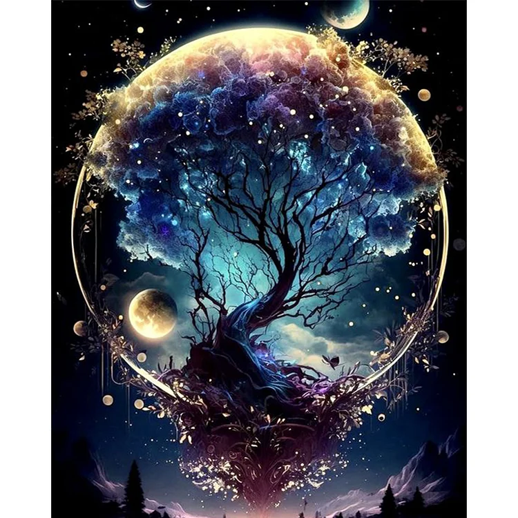 【Huacan Brand】Moon Tree Of Life 11CT Stamped Cross Stitch 40*50CM