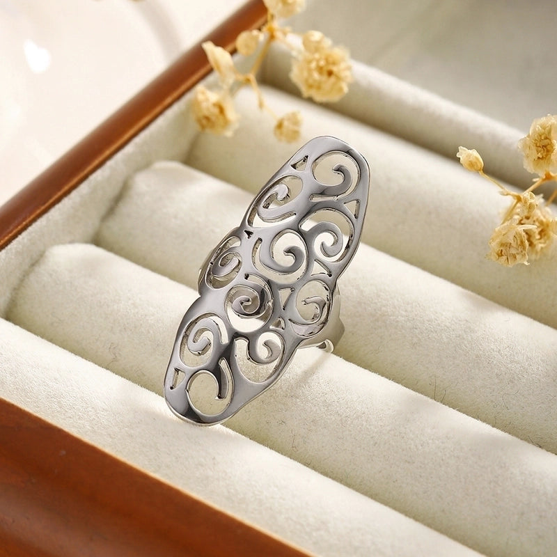 Exaggerated Artistic Oversized Flower Butterfly 304 Stainless Steel Open Rings