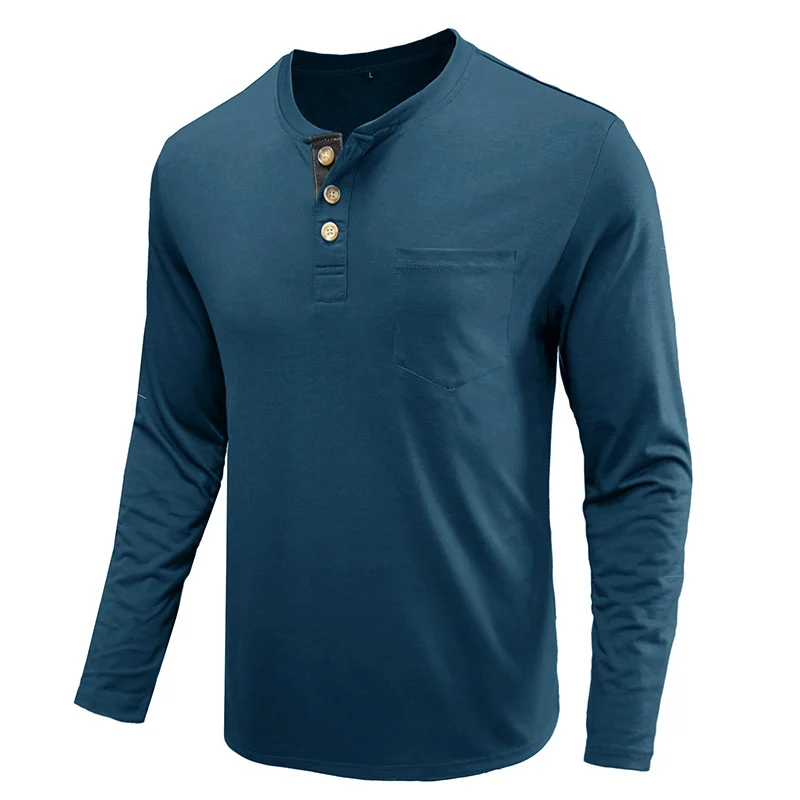 Henley Long Sleeve Crew Neck Shirt