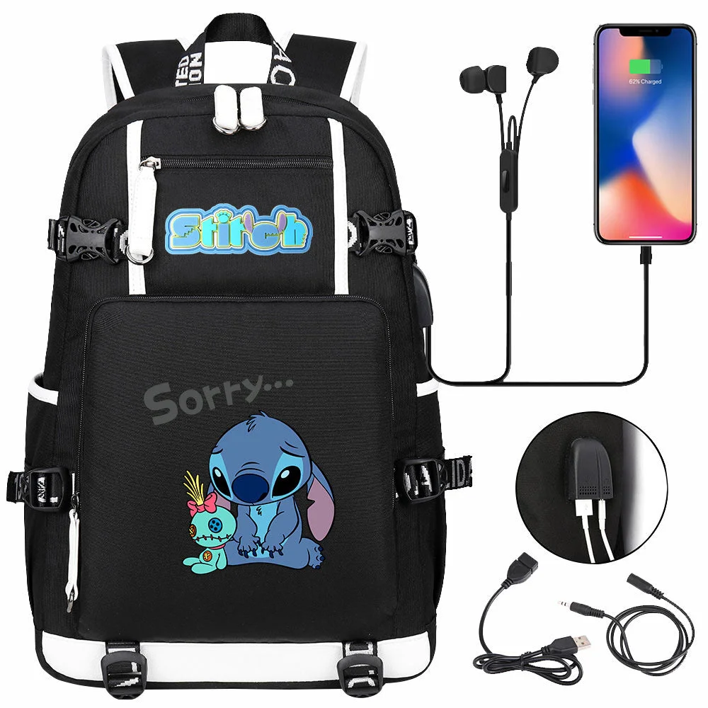 Buzzdaisy Lilo & Stitch Stitch #11 USB Charging Backpack School NoteBook Laptop Travel Bags
