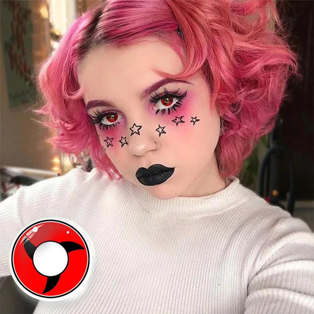 Sharingan Cosplay Red Contact Lenses For Halloween Day 14.5mm