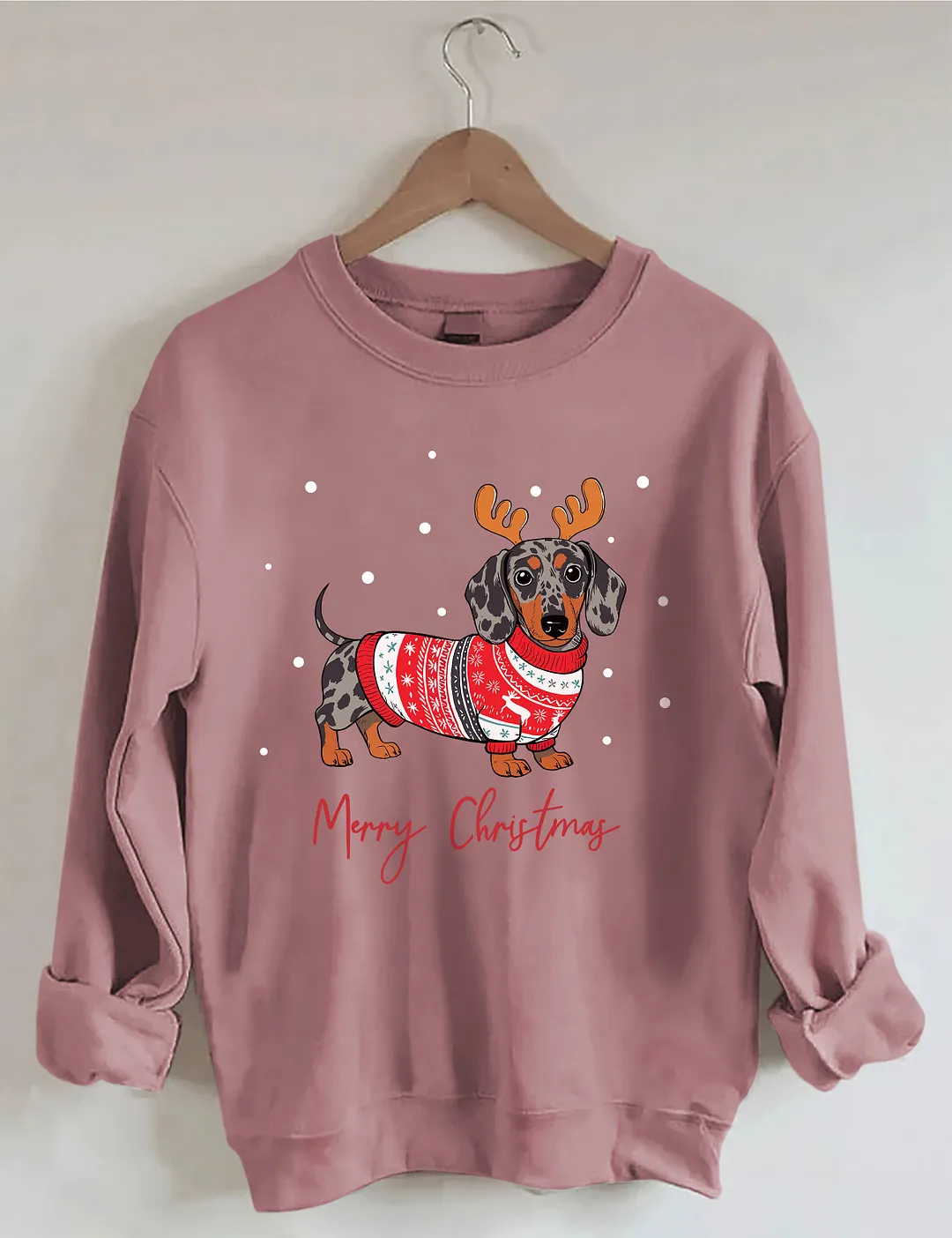 Dapple Dachshund Merry Christmas Holiday Sweatshirt