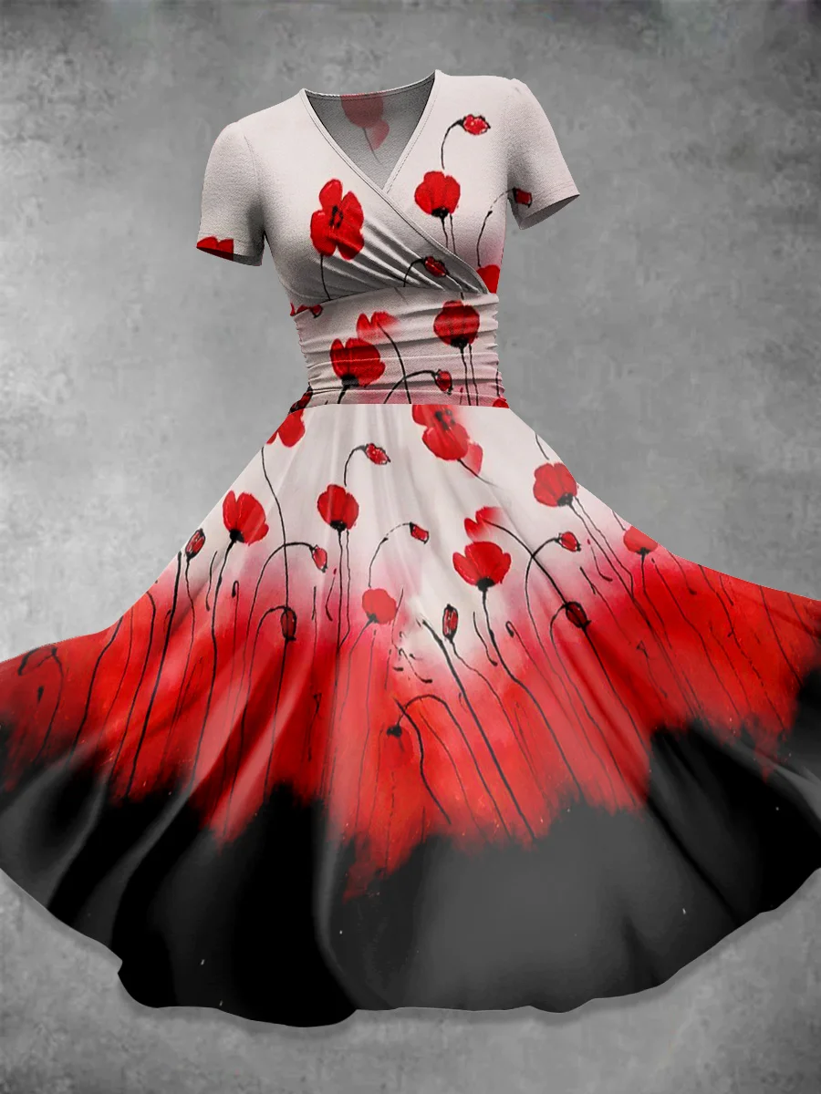 Poppy  Gradient  Art  Print Casual Dress